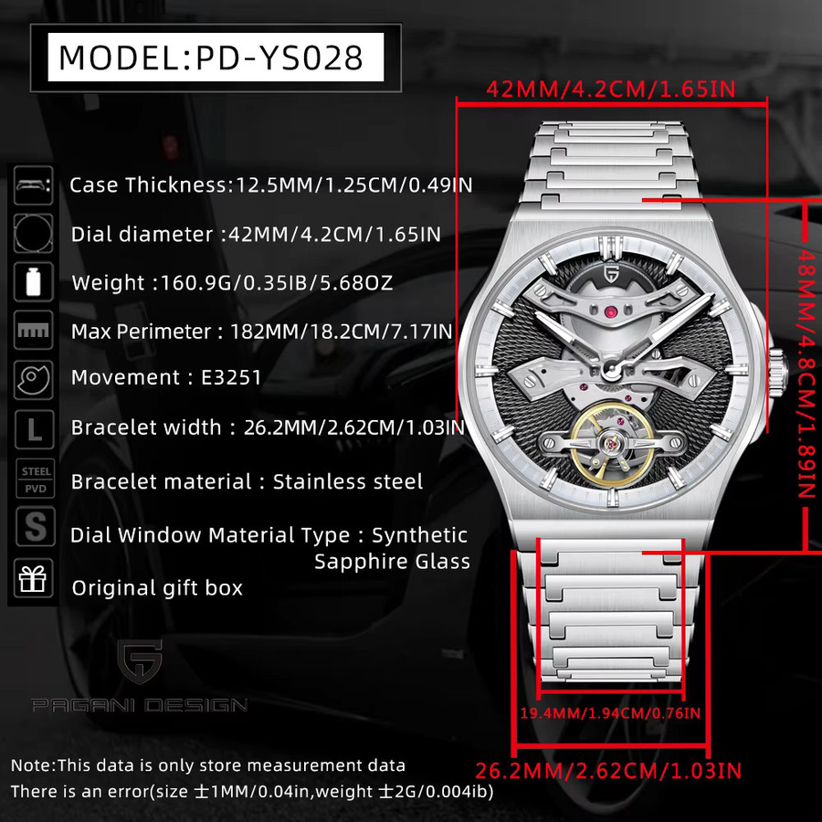PAGANI DESIGN Armbanduhr Automatik, Edelstahl, Saphirglas, 42 mm, Herren - Bild 2