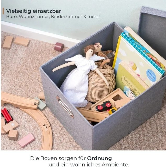 HMF Aufbewahrungsbox mit Deckel für DIN A4 und Hängeregister in Grau, B/T/H: 37,5 x 28,0 x 28,0 cm - Bild 1