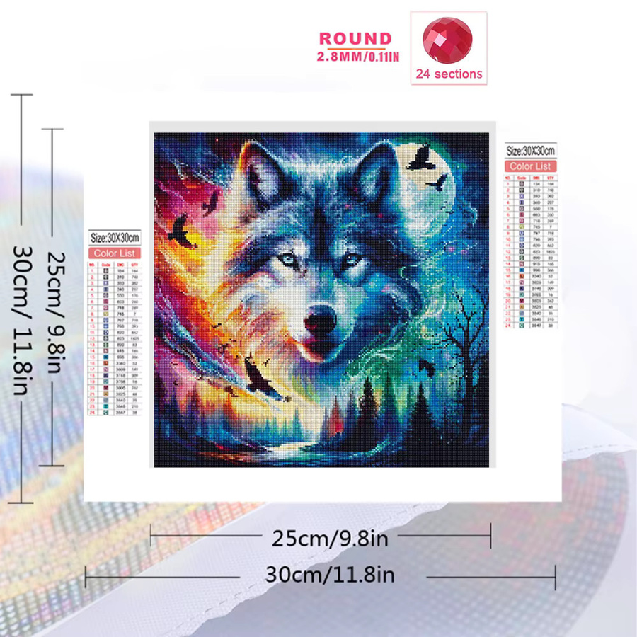 EverShine DIY Diamant-Stickerei Set mit Tier-Motiv Wolf und Adler, Vollquadrat-Diamant-Mosaik Wandkunst in Multicolour, 20 x 20 cm - Bild 2