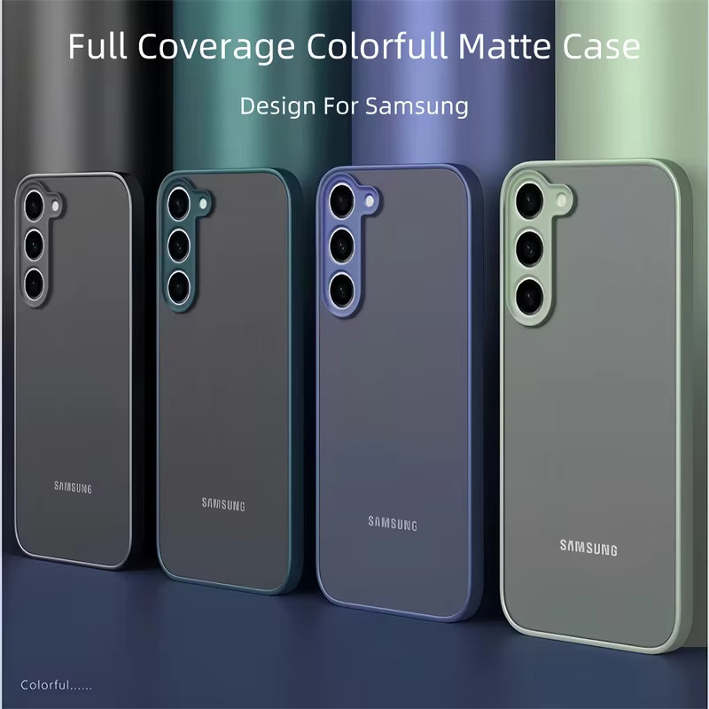 Stoßfeste matte Schutzhülle für Samsung Galaxy S26 S25 Edge S24 S23 FE S22 Ultra Plus in Transparent und Blau - Bild 3