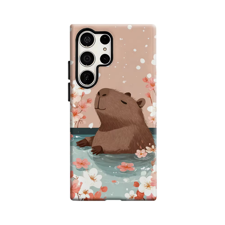 Stoßfeste Doppelschicht Handyhülle mit Capybara Kirschblüten Design für Samsung Galaxy S26 S25 Ultra S24 S23 Ultra Plus, Mehrfarbig - Bild 6