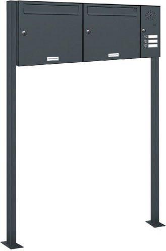 AL Briefkasten-System für 2 Parteien, freistehend, grau, B/H/T: 99,4 x 150 x 11,6 cm - Bild 1