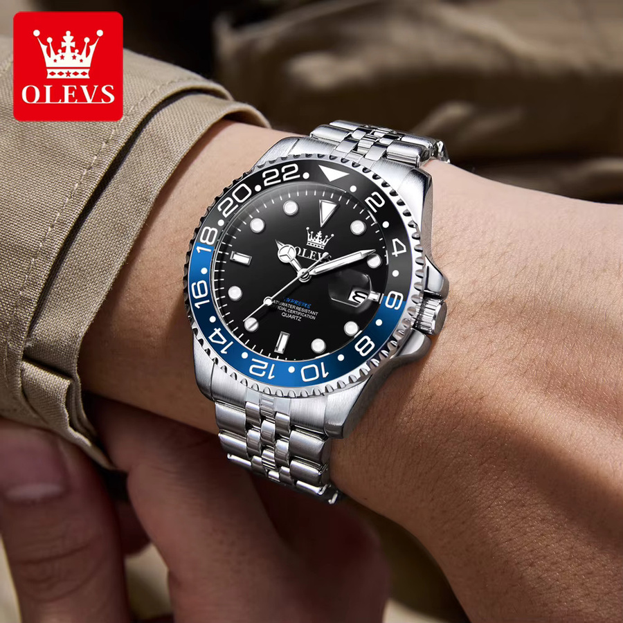 OLEVS Armbanduhr Quarz, Edelstahl, Schwarz, Herren - Bild 2