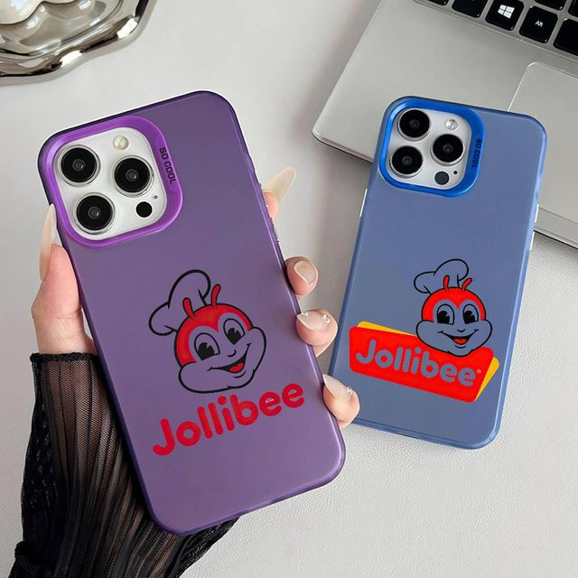 Jollibee Gebratenes Huhn Handyhülle für iPhone 17, 16, 15, 14, 13, 12 Pro Max mit Metallknopf in Lila - Bild 1