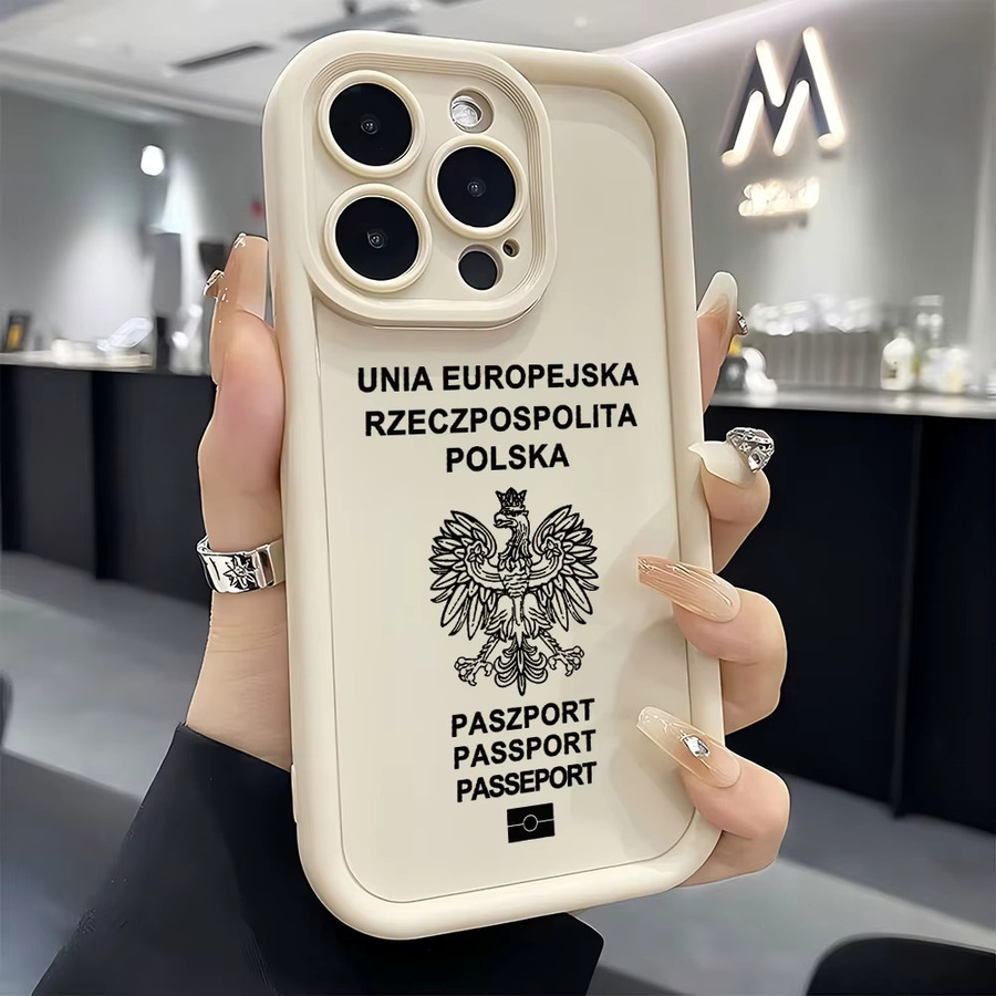 Polen Reisepass Handyhülle aus weichem Silikon-TPU für Samsung Galaxy S25 S24 S23 S22 S21 S20 Note 20FE Plus Ultra 4G 5G in Beige - Bild 2
