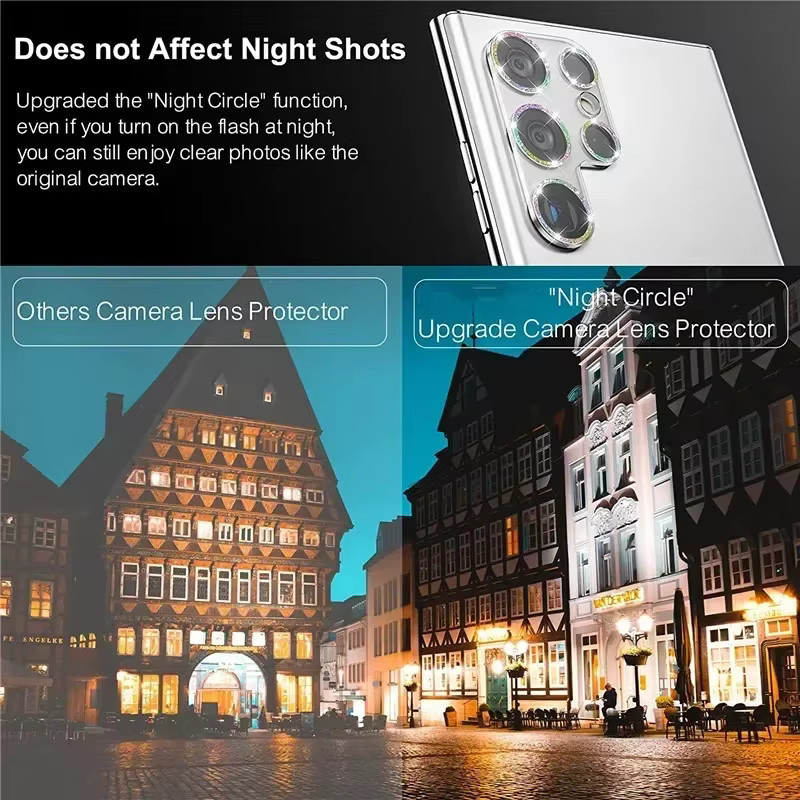 Bling Glitzer Kameraobjektivschutz aus gehärtetem Glas für Samsung Galaxy S25 Ultra S24 S23 S22 Plus in Multicolour - Bild 5