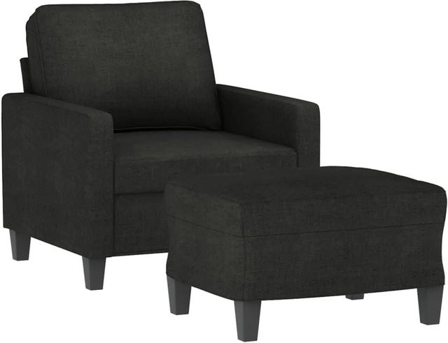 vidaXL Sessel mit Hocker in Schwarz aus Stoff mit Armlehnen und modernem Design - Bild 1