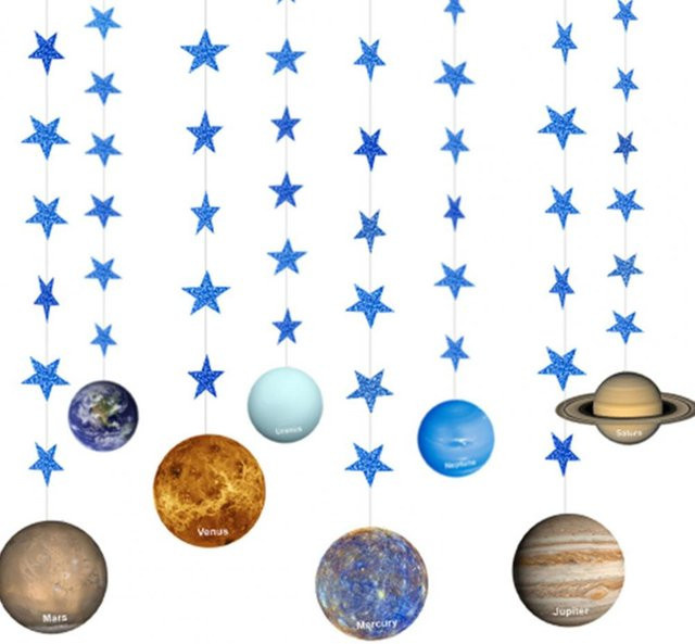 Bunte Universum Planeten Girlande mit Acht Planeten als Hängende Flagge für Dekorationen und Events - Bild 1