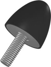 Parabelförmiger Gummi-Metall-Puffer Typ D von Elko in Schwarz, Durchmesser: 20 mm, Höhe: 24 mm, Gewinde: M6x18, Material: NR57 und Stahl - Bild 1