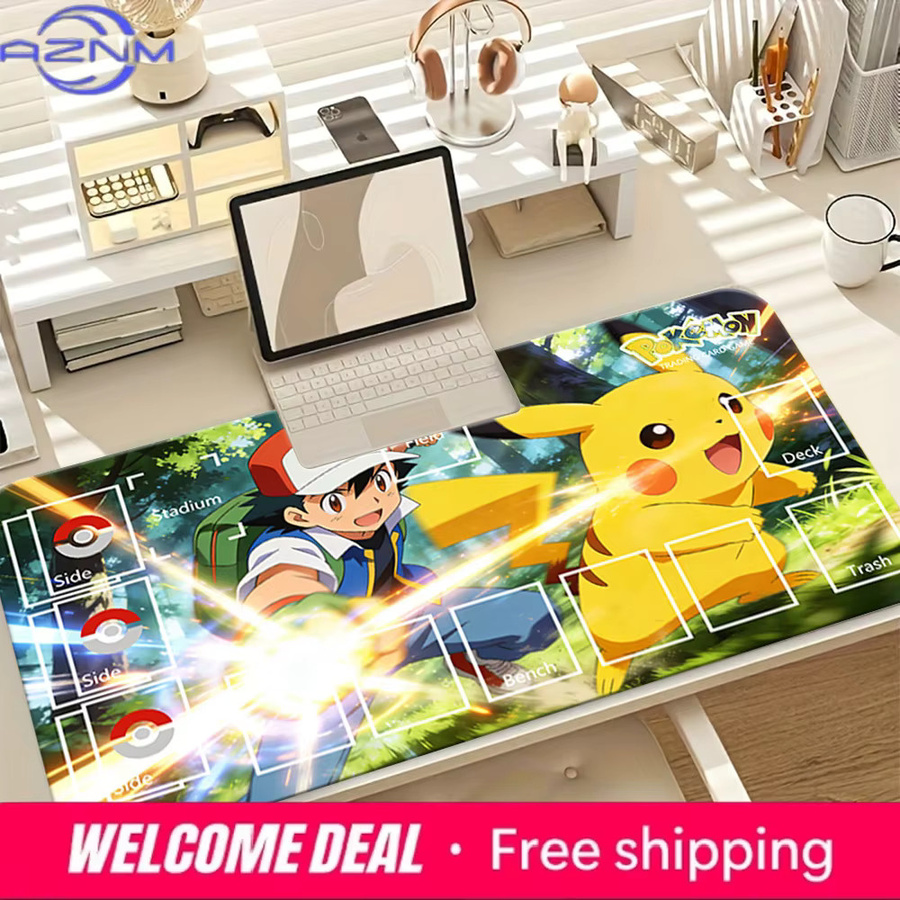 Potdemiel Pokemon Ash & Pikachu Wald-Abenteuer TCG Spielmatte mit Zonen, Rutschfeste Kartenspiel-Matte - Bild 3