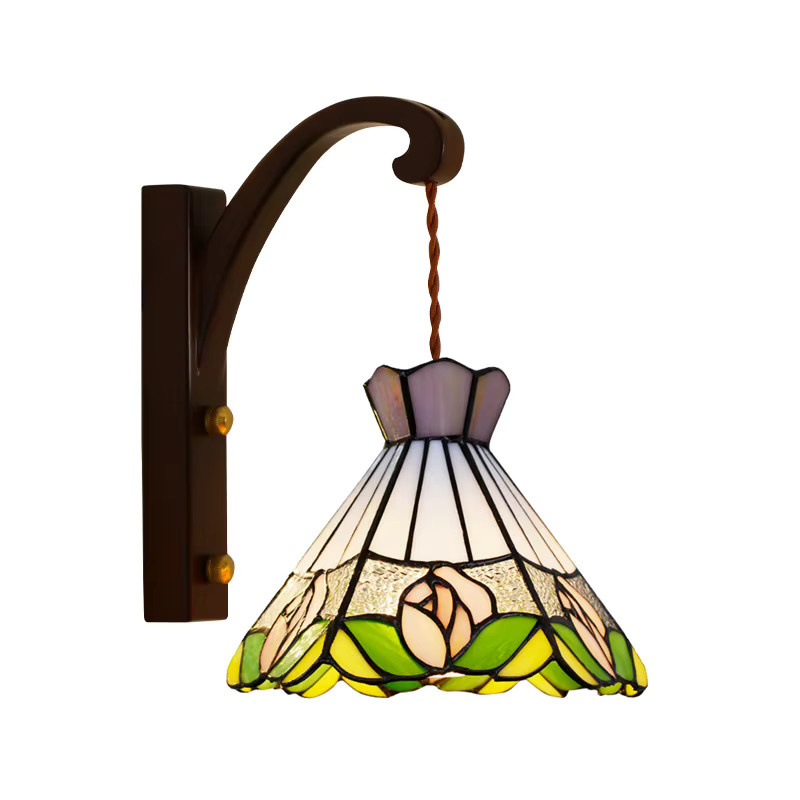 Ramalho Retro Wandleuchte aus Holz und Glas in Mehrfarbig für Wohnzimmer, Schlafzimmer und Flur - Bild 4