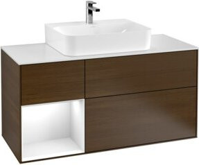 V&B Waschtischunterschrank Finion mit Wandbeleuchtung in Weiß lackiert, Breite: 120 cm, Höhe: 50,1 cm, Tiefe: 50,1 cm - Bild 1