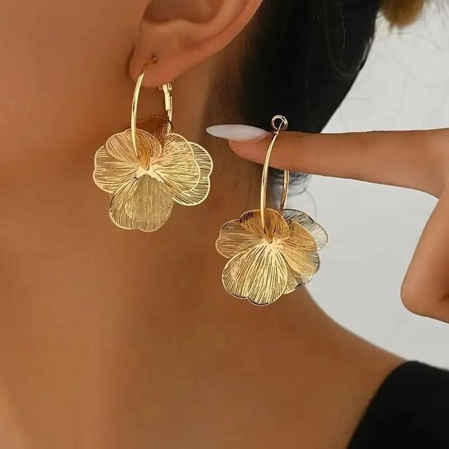 YULIN Creolen-Ohrringe, Eisenlegierung, Gold, Damen, Vintage - Bild 1