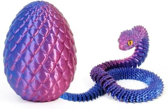 BC Pet Supplies 3D Gedruckte Schlange mit Ei als bewegliche Dekofigur in Multicolour - Bild 1