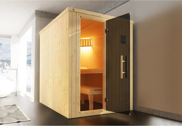 Weka Elementsauna Kaarina 1 in Braun mit Glastür ohne Ofen - Bild 1