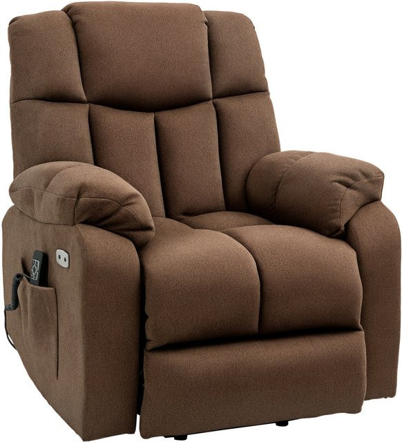 HOMCOM Elektrischer Fernsehsessel mit Aufstehhilfe und Fernbedienung, Braun, B/T/H: 92 x 95 x 107 cm - Bild 1
