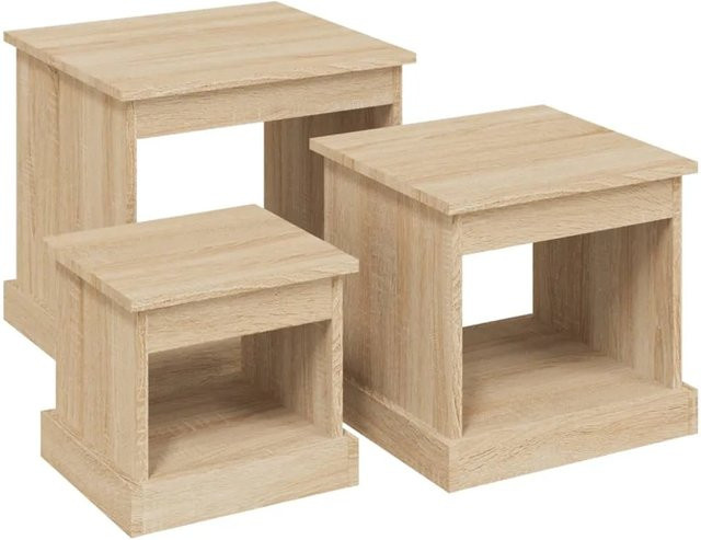 vidaXL Couchtisch-Set aus 3 Stück in Sonoma-Eiche, braun, mit Nesting-Tops für Wohnzimmer, Schlafzimmer oder Büro - Bild 1