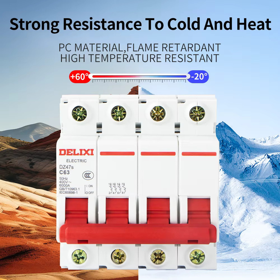 DELIXI AC MCB Leistungsschalter DZ47s 1P 2P 3P 4P C-Kurve 6A-125A 230/400V 6KA Überlastschutzschalter für industrielle Steuerkästen - Bild 2