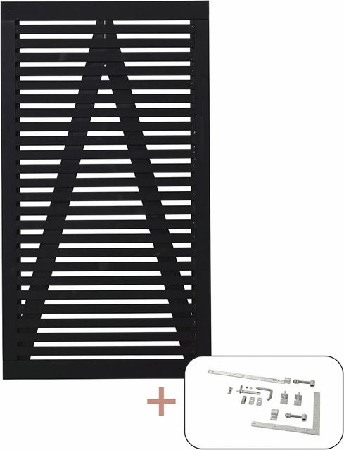 Plus Einzeltor Tokyo aus Nadelholz in Schwarz, Breite: 100 cm, Höhe: 180 cm - Bild 1