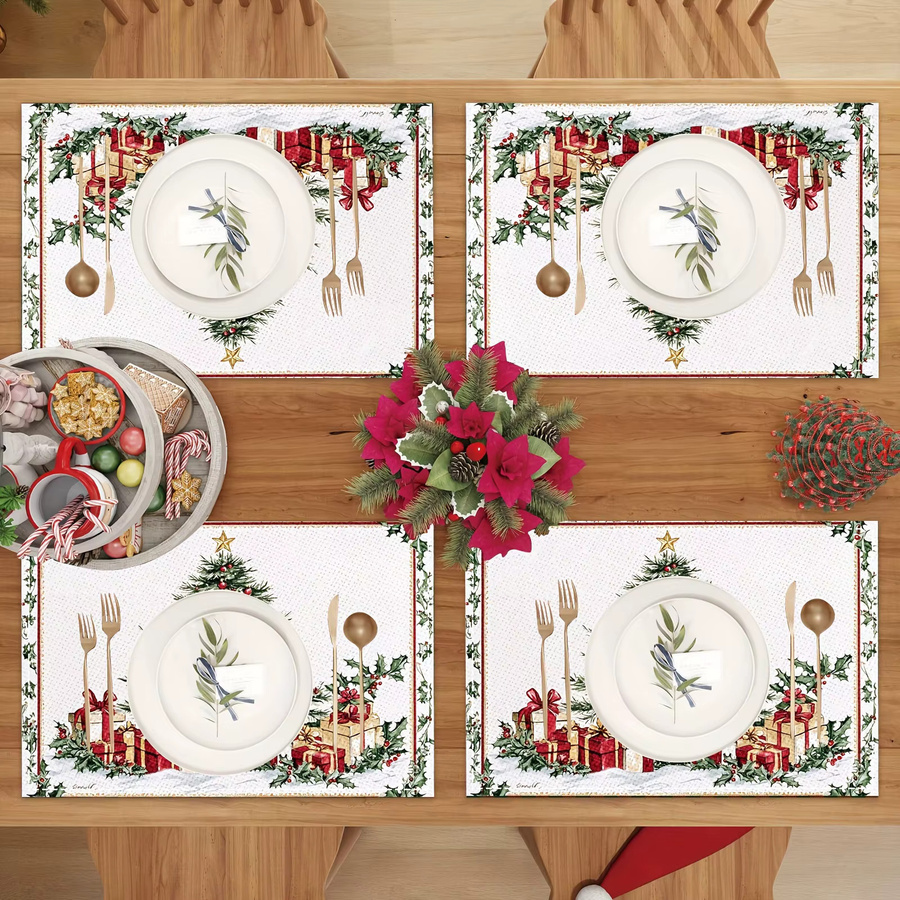 VIKAMA 4-teiliges Weihnachtsbaum-Tischset für die festliche Tischdekoration - Bild 2
