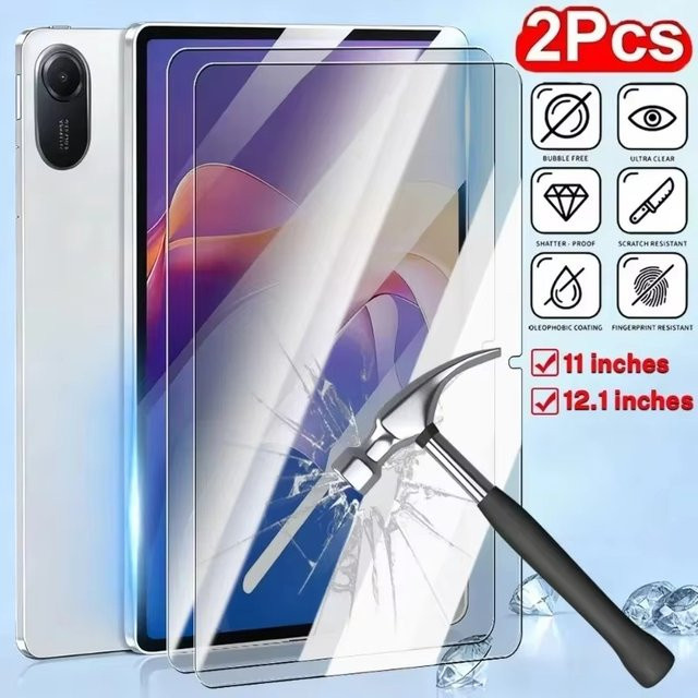 2 Stück HD 8K Displayschutzfolie aus gehärtetem Glas für Xiaomi Pad 8 Pro 7 7S 6 6S Redmi Pad 2 2025 SE 8.7 und Poco Pad 12.1, transparent - Bild 1