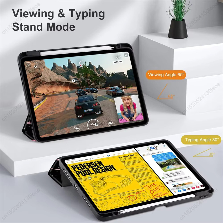 Greliana Tablet Hülle mit Stifthalter für iPad Pro 11, iPad Air und iPad Mini in Schwarz oder Grau - Bild 4
