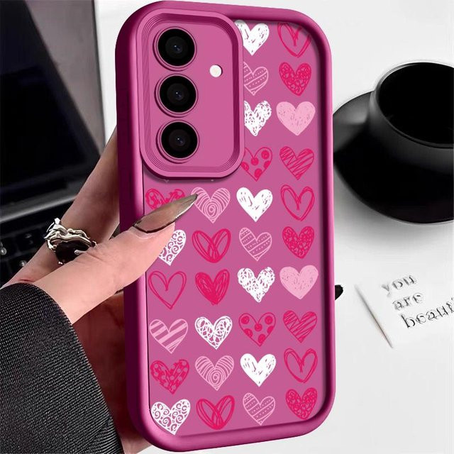 Samsung Handyhülle mit Liebesherzmuster in Pink für Galaxy S25 Edge S24 S23 S22 Ultra S24 FE A54 A35 A34 A15 A55 A25 A16 A56 5G - Bild 1