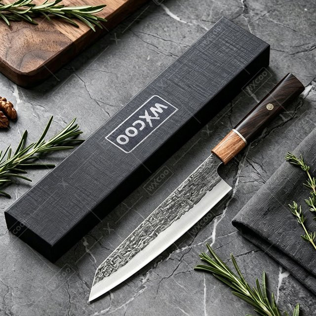 WXCOO Professionelles Kiritsuke-Küchenmesser mit Holzgriff, 20 cm, Silber - Bild 1
