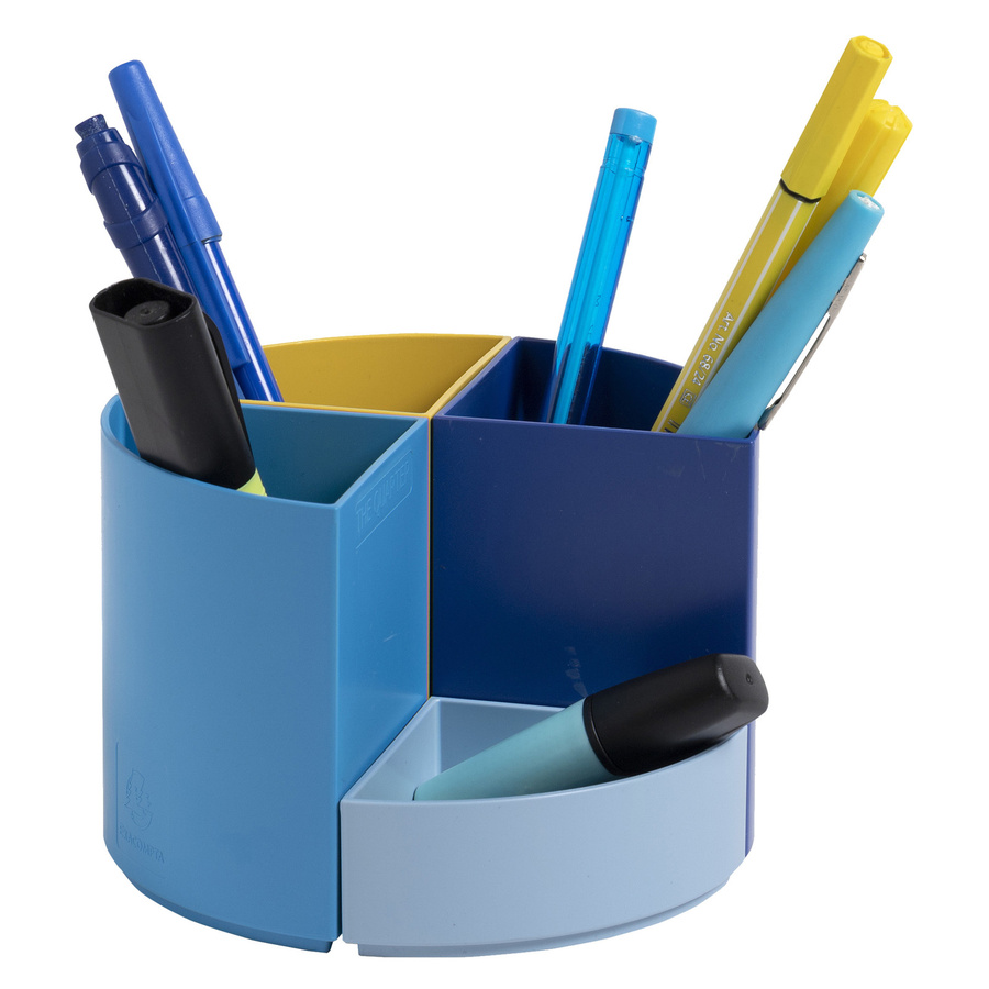 Exacompta Stifteköcher The Quarter Bee Blue, modulare Kreisform aus Kunststoff, mehrfarbig, B/T/H: 12,0 x 12,0 x 8,3 cm - Bild 2