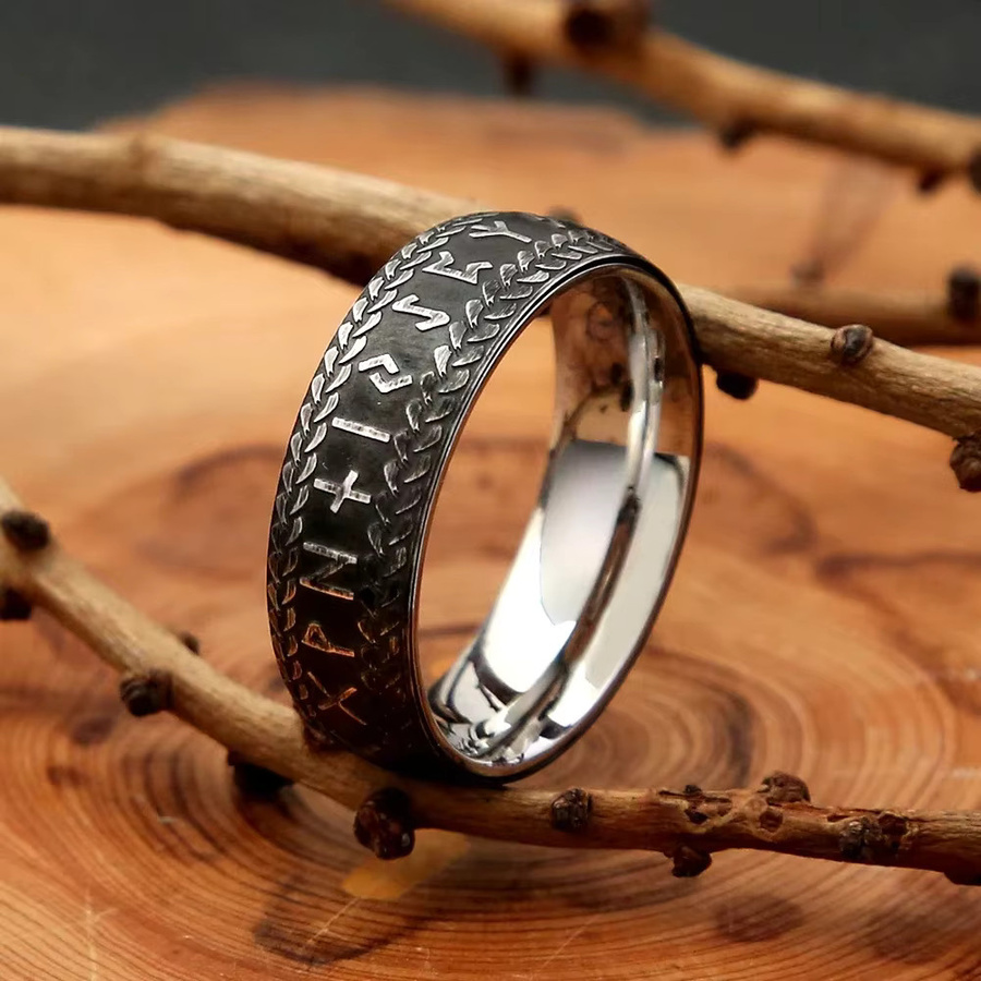 Ring Nordische Runen, Edelstahl, Herren - Bild 2