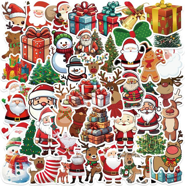 Charile Weihnachtsmann und Elch Aufkleber Set, bunte Cartoon Sticker aus Papier für Scrapbook und Dekoration - Bild 1