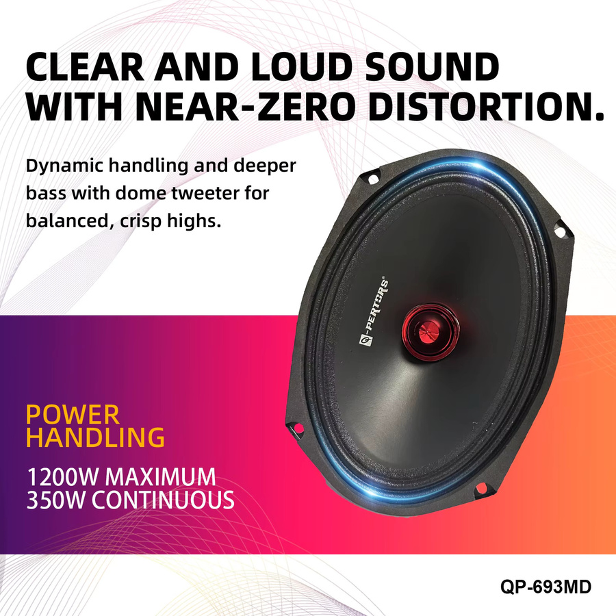 Q-PERTORS Auto-Stereo-Mitteltöner in Schwarz, 6x9 Zoll für deine Auto-Audio-Modifikation - Bild 2