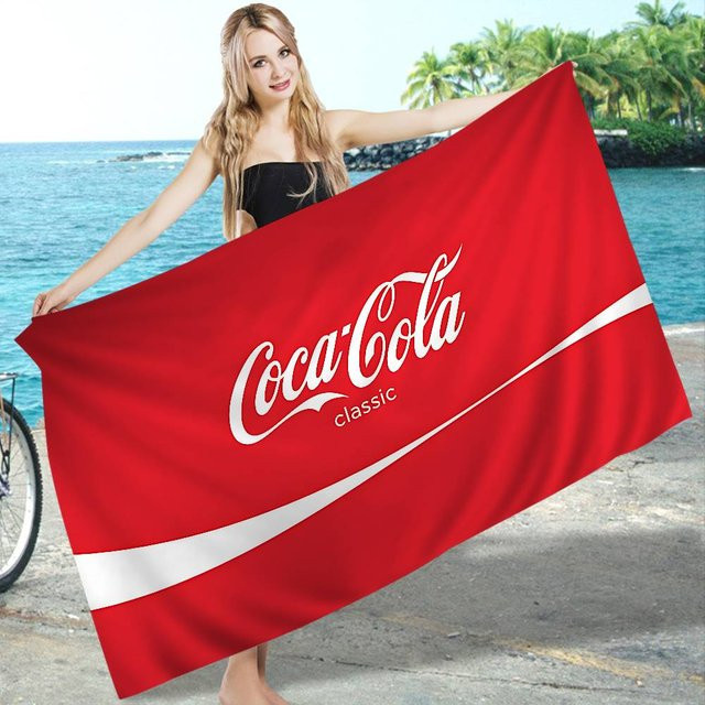 Coca-Cola Mikrofaser Strandtuch mit Logo-Print, rot, B/H: 50 x 100 cm - Bild 1