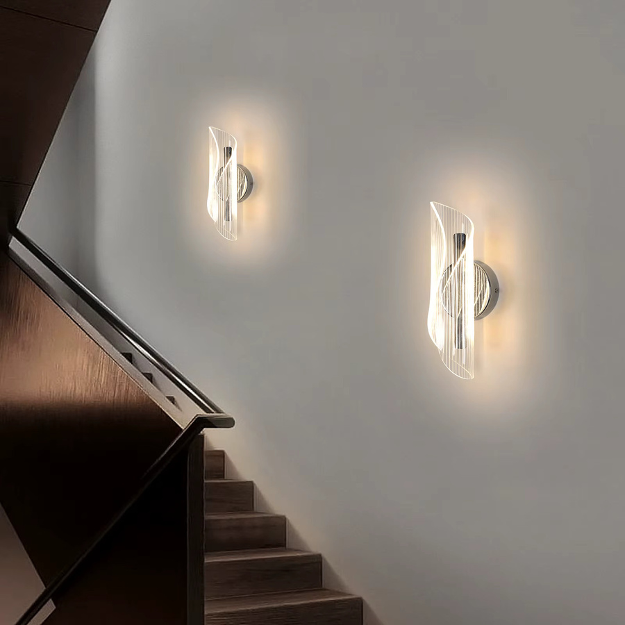 Moderne LED-Wandleuchte aus Metall und Glas mit Up-Down-Lichtfunktion und dreifarbiger CCT-Steuerung für Wohnzimmer, Schlafzimmer oder Treppenbereiche - Bild 3