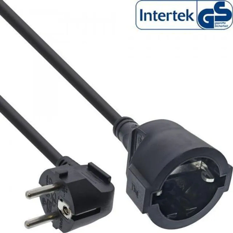 InLine Strom-Verlängerung mit Schutzkontakt Stecker gewinkelt und Buchse, schwarz, 20 m - Bild 2
