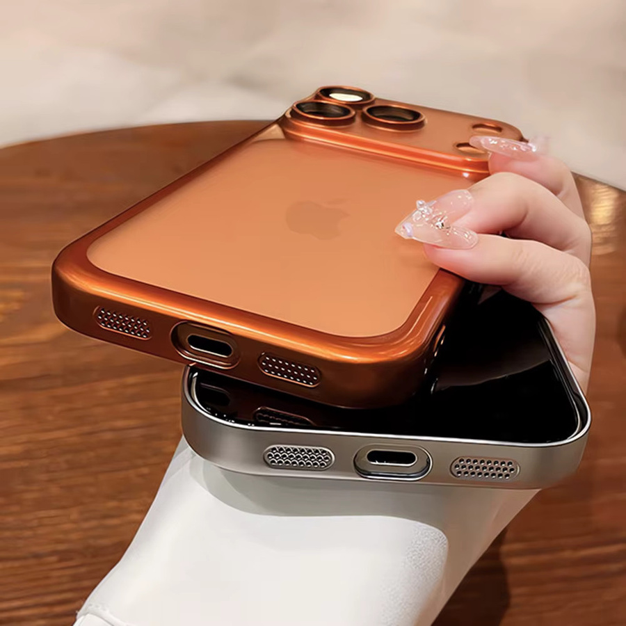 KaiYingF Silikonhülle mit Linsenfilm-Schutz für iPhone 11 bis iPhone 17 Pro Max, matte Beschichtung, transparent, blau, orange - Bild 4
