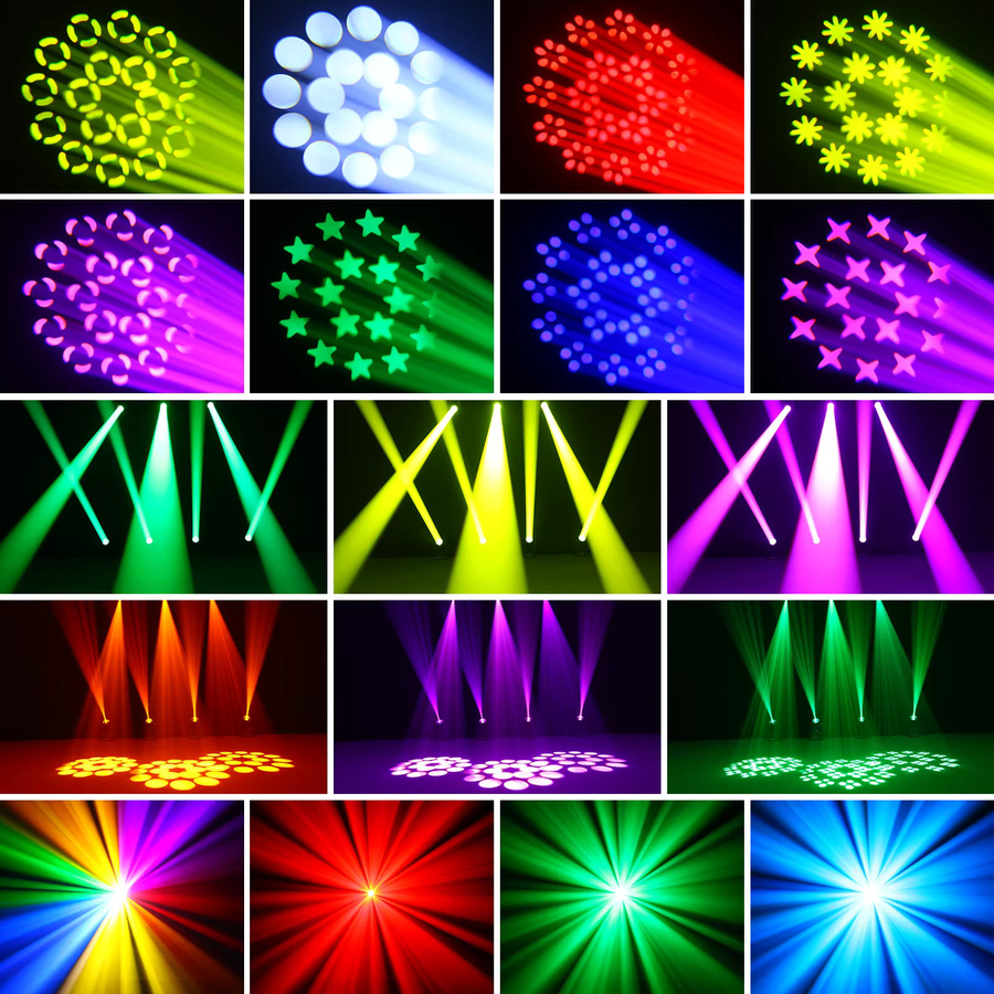 Somspot 4er Set LED Moving Head Lights mit Flightcases in Schwarz für professionelle Bühnenbeleuchtung mit RGB Atomisationseffekt - Bild 2