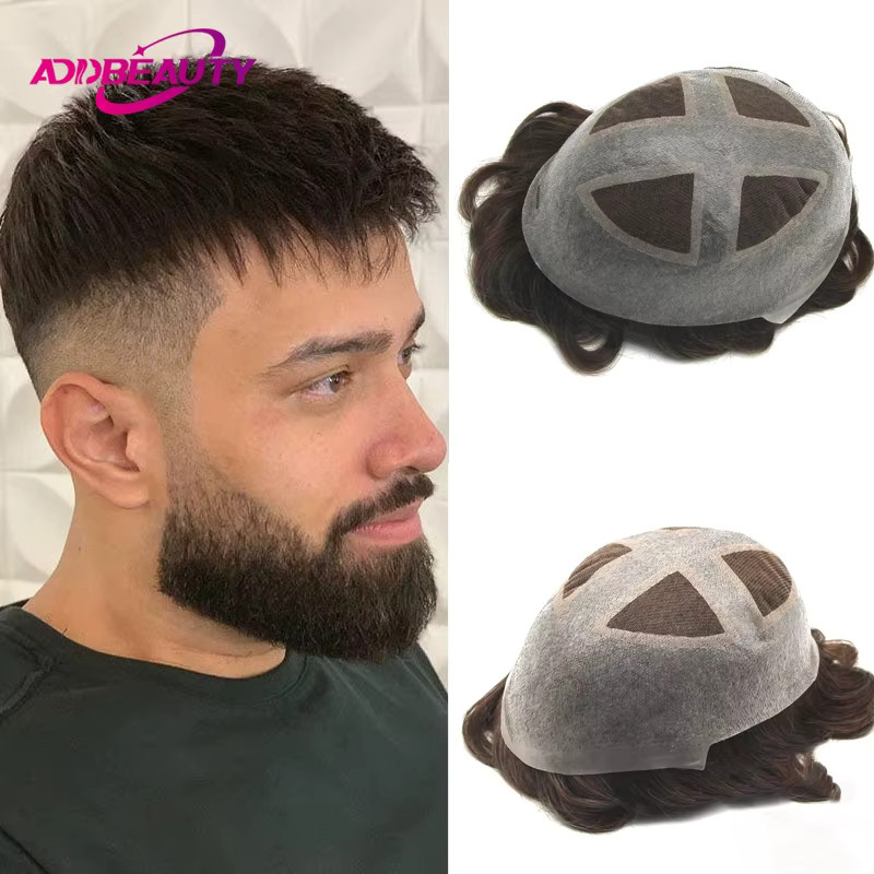 Addbeauty Haarsystem für Herren, Indisches Echthaar, Schweizer Spitze und PU - Bild 2