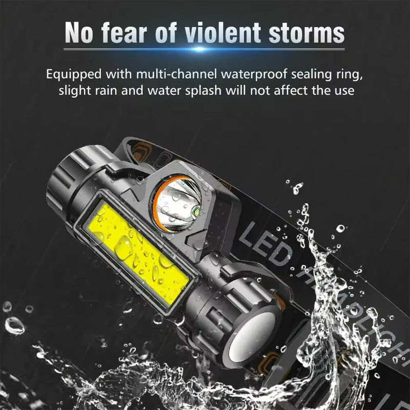 ZHIYU Cob LED Scheinwerfer mit Magnet und Akku, wasserdichte Stirnlampe in Schwarz - Bild 5