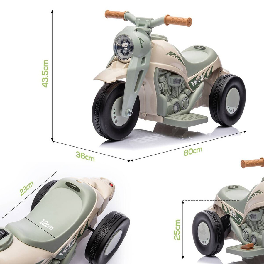 AIYAPLAY Kinder Elektro-Motorrad mit Musik und Blasen, Cremeweiß, 2-5 Jahre - Bild 3