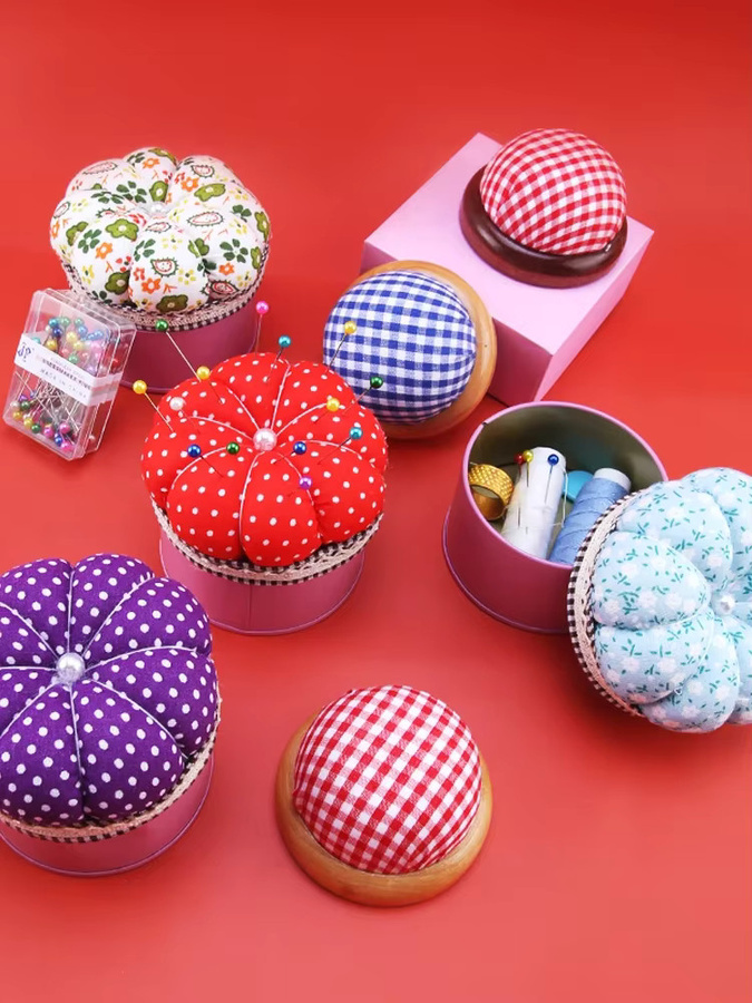 DUCRYSTAL Nadelkissen für Handarbeit in Grün und Multicolour, Ballförmiger Stecknadelhalter für Nähtechnik - Bild 4