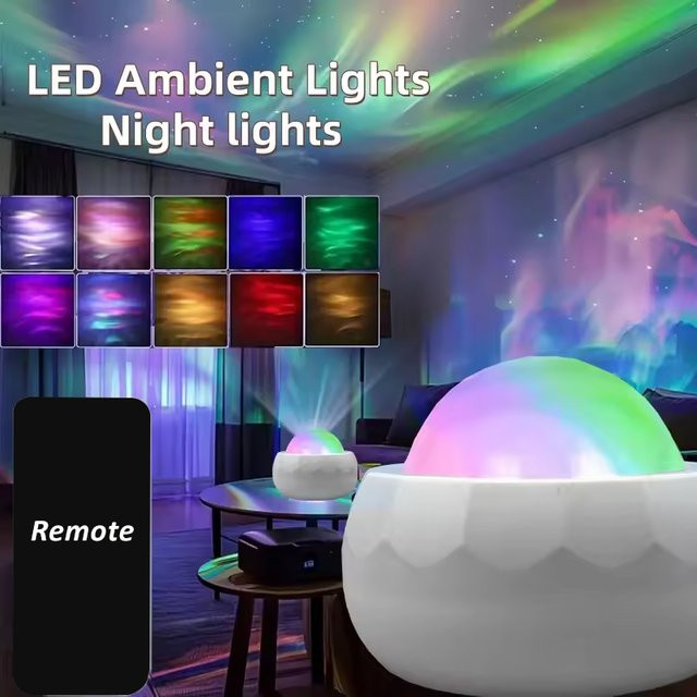 LINYILIGHT RGB Aurora Sternen Nordlicht Projektor mit Fernbedienung und USB-Anschluss für Atmosphäre und Party-Dekoration - Bild 1