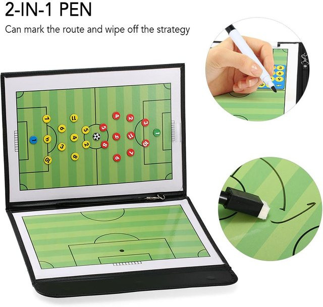 Shoemst Faltbares Fußball Taktikboard Magnetisch mit Markerstiften und 2 in 1 Stift in Schwarz und Grün - Bild 1
