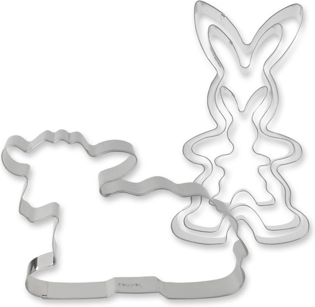 Dr. Oetker Ausstecher-Set Hasenfamilie und Lamm groß, 4-teilig, Edelstahl, Silber - Bild 1