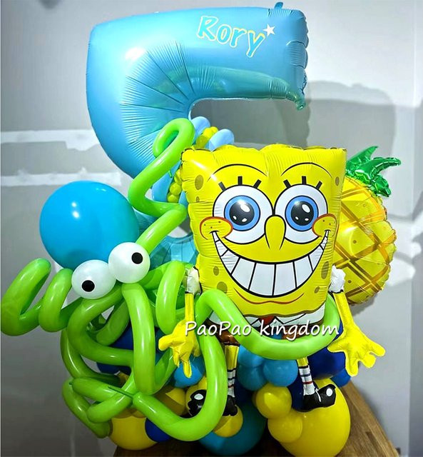SpongeBob Schwammkopf Geburtstagsset mit Folienballons und Party-Dekoration in Mehrfarbig von Potdemiel - Bild 1
