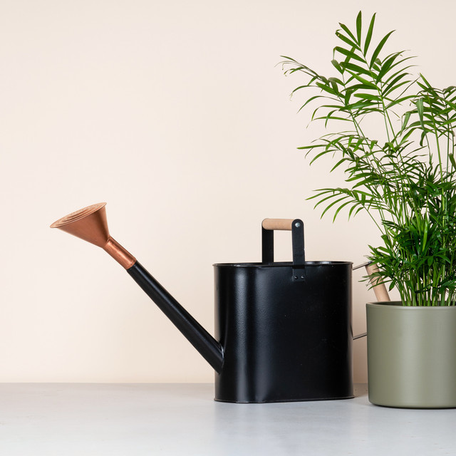 Metall Gießkanne BLUME2000 in Schwarz und Rosé mit modernem Design, Höhe: 32,0 cm, Breite: 62,0 cm, Tiefe: 12,0 cm - Bild 1