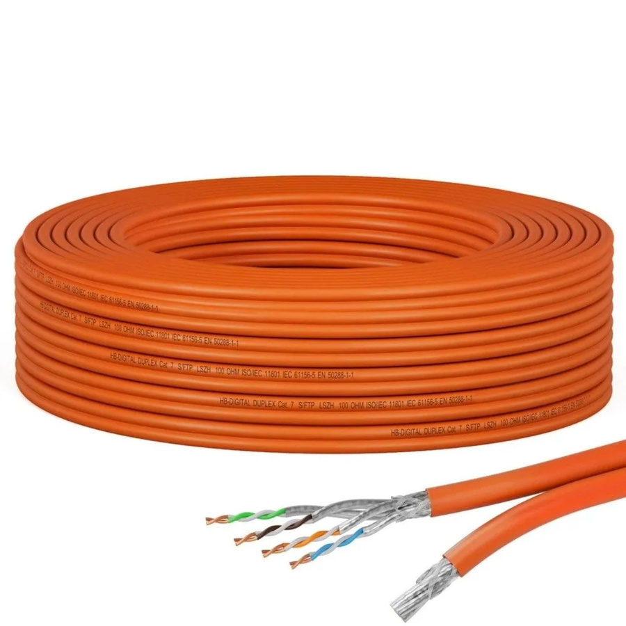 hb-digital CAT 7 Duplex Ethernet LAN Kabel S/FTP AWG23 LSZH Orange, 15 m - Bild 2