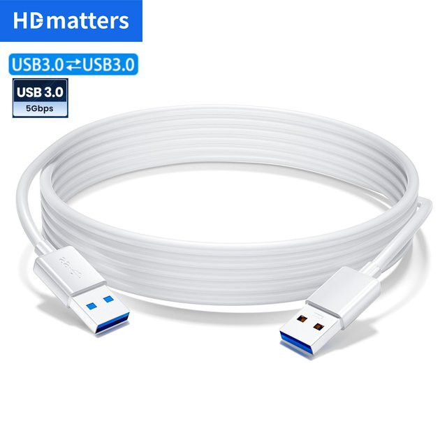 HDmatters USB 3.0 Verlängerungskabel Stecker auf Stecker in Weiß - Bild 1