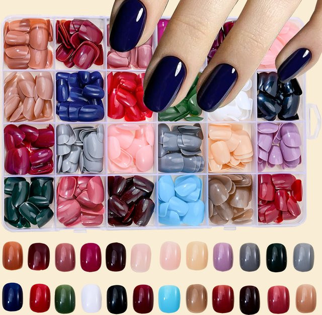 MAFANAILS Künstliche Nägel, 576 Stück, Quadratisch, 24 Farben, Glänzend - Bild 1