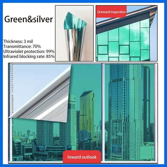 Charming Homem Nano-Wärmedämmfensterfolie als Sonnenschutz mit UV-Blockierung und Einweg-Sichtschutz, transparent/silber, Breite: 50 cm, Länge: 10 m - Bild 1